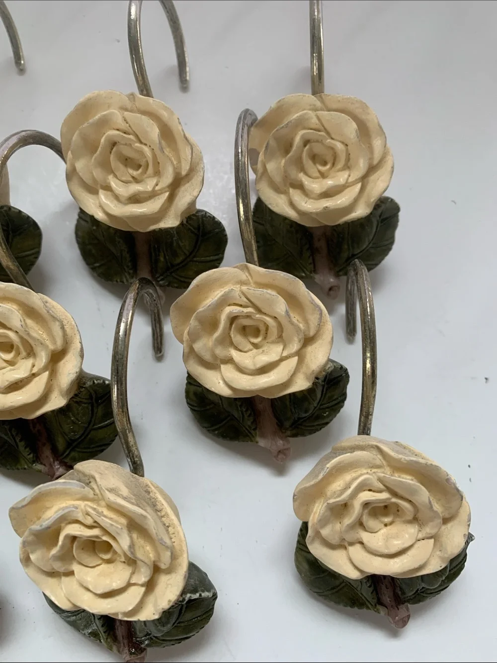 Vintage Rose Shower Curtain Hooks Set of 12